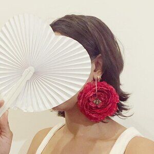 Large rose statement hoop earrings